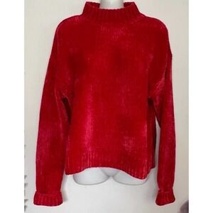 NWT SANCTUARY BRIGHT RED CHENILLE MOCK NECK SWEATER SIZE MEDIUM